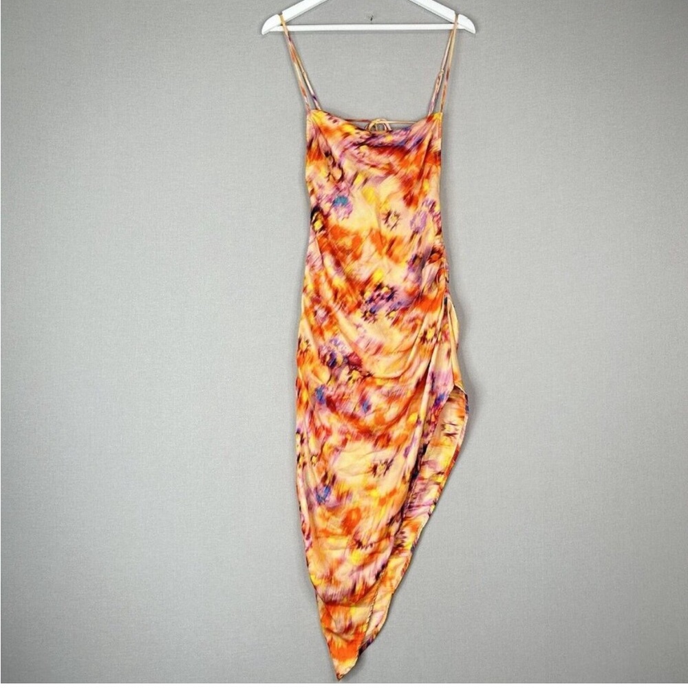 Skatie satin watercolor print dress